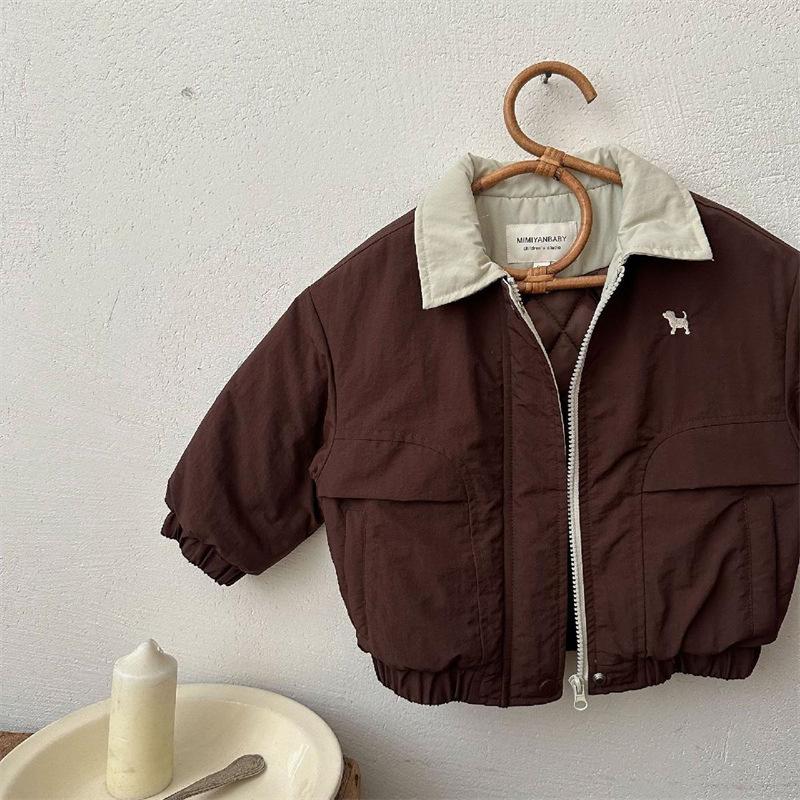 Herbst- und Winter-Kinderjacke Jungen- und Mädchen-Baumwolljacke Cartoon-Baseballjacke Dickkragenmantel