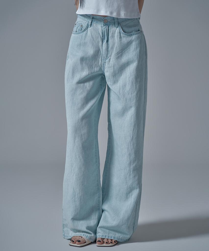 WAARFORWOMAN W1137 Linen Wide Denim Pants_Light Wash [Short Length Added]