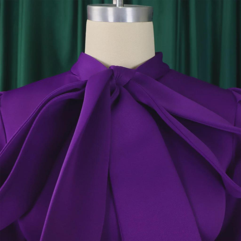 2024 Summer European & American Short-Sleeve Tie-Bow Puffy Banquet Dress