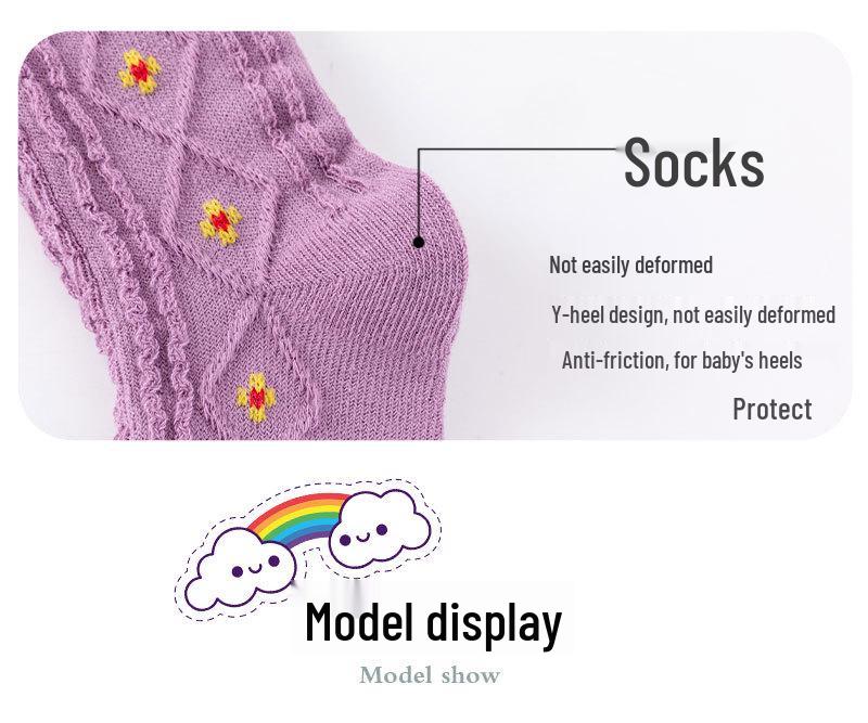 Yellow Girls' Mid-Calf Cotton Socks for Spring, Autumn, and Winter – Sports Style