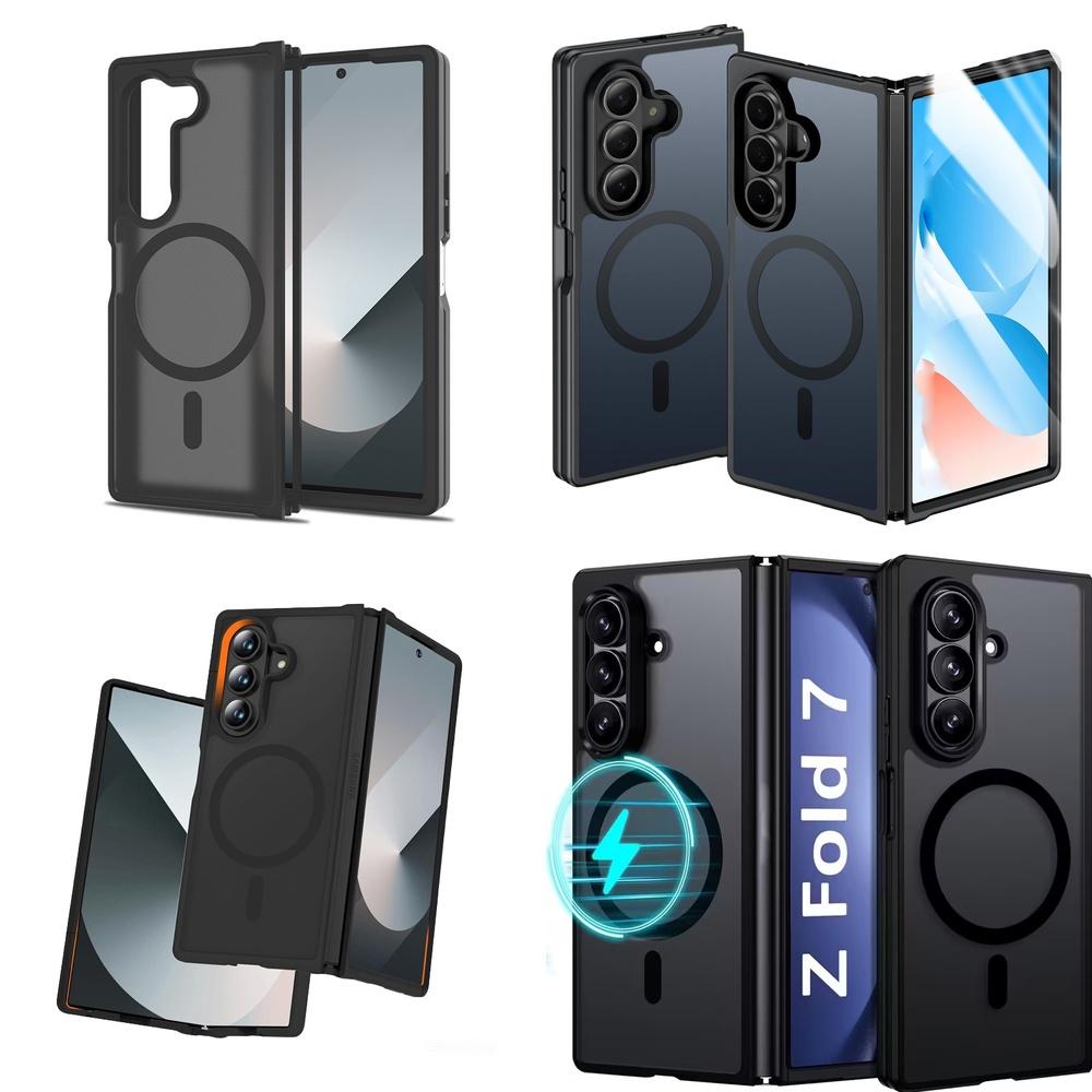 Top Grade Clear Matte Hard PC Magnetic Full Body Hinge Protection Cell Phone Case for Galaxy Z Fold 7 5G 6 8 Wide Heavy Duty