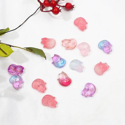 10Pcs 14*18mm Colorful LIttle Fox Accessories Glass Pendants For Jewelry Decoration Making DIY Hair Stick Bracelet Necklace Earring