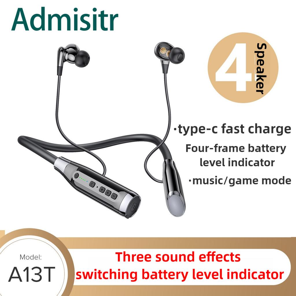 Four Speaker Bluetooth Headset Neck Hanging Neck New Wireless In-ear Sports Bluetooth