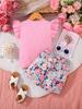 Girls Summer Casual Floral Sleeveless Two-Piece Set Cute Baby Girl Outfit Floral Print Comfortable Clothing for Little Girls