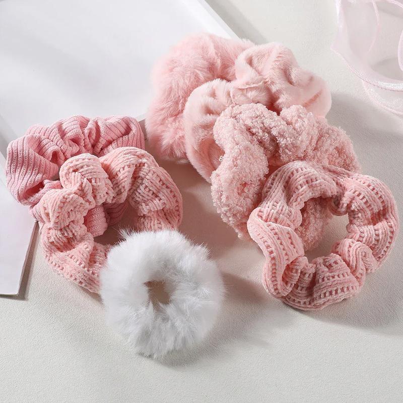 7Pcs/Set Ponytail Holder Hair Accessories Hair Scrunchies Solid Color Velvet for Girls Women Hair Band
