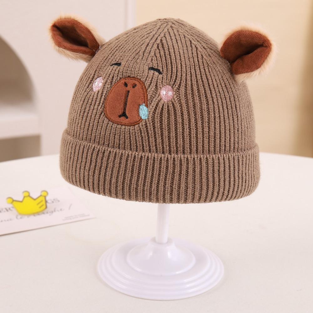 

Шапочка-бини для малыша капибары, шерстяная вязаная шапка для малыша, НОВЫЕ вязаные крючком шапки, осень и зима кофейный