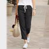Pantaloni casual da donna in cotone moda moda con coulisse vita elastica allentata pantaloni di lino taglie forti Y2K pantaloni da donna eleganti con fondo nero 695