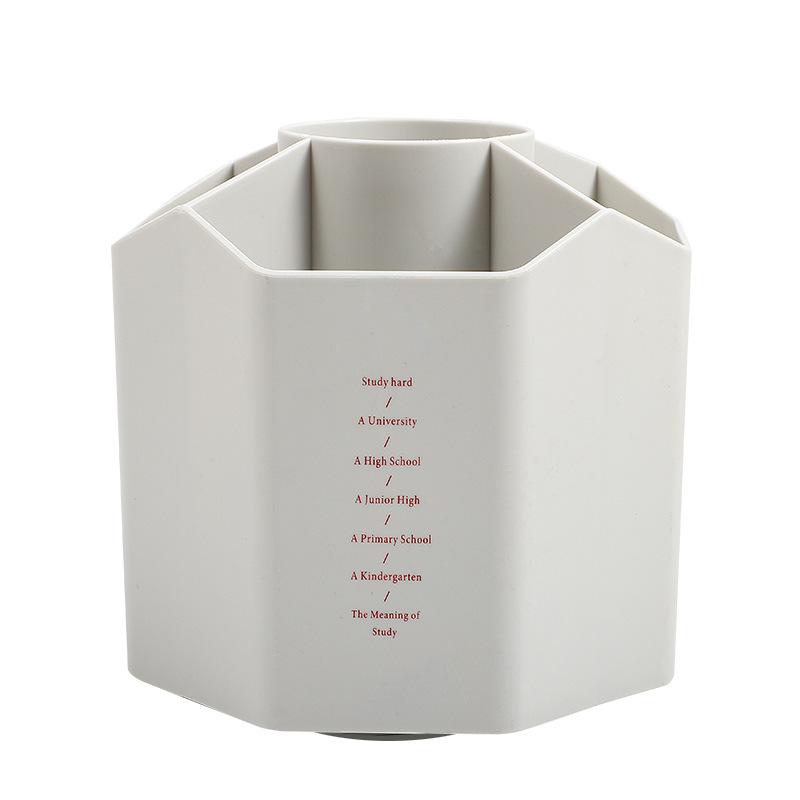 5-hole Large-capacity Rotating Pen Holder Storage Box Office Desktop Stationery Pen Holder Simple Student Supplies