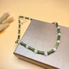 S925 Silver Bamboo-Style Necklace with Natural Olive Jade & Cat's Eye Beads: New Chinese Style for Men & Women