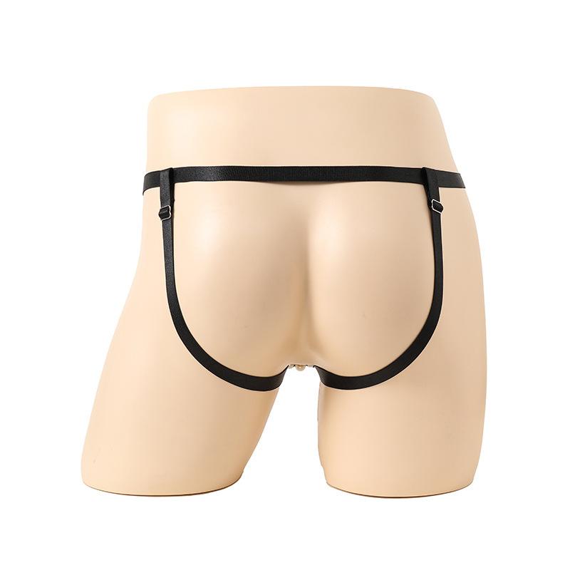Sissy Dessous Herren O-Ring Perlen Jockstrap Taille Verstellbar Sexy Schrittloser G-String Tanga Offene Vorderseite Penis Loch Bikini Höschen