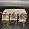 Gold Foil Fukurokuju Ornament Set: Three-Way God of Wealth with Dragon, Phoenix & Gold Ingots for Auspicious Home Decoration