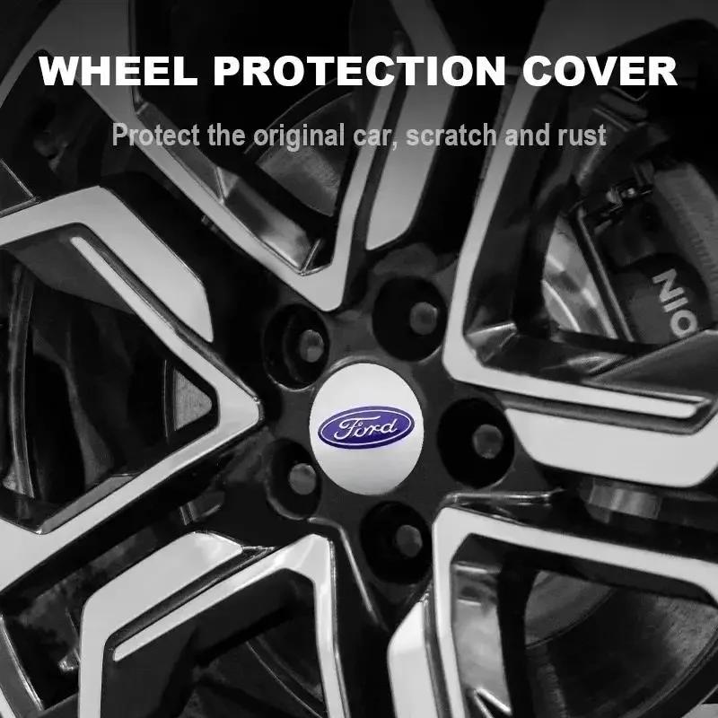 Bilklistermärke 2025 Het 4 st 56mm 60mm Bilfälgnavkåpa För Ford Ranger Focus Kuga Mustang Mondeo Fusion Esco Fälgskydd Emblem