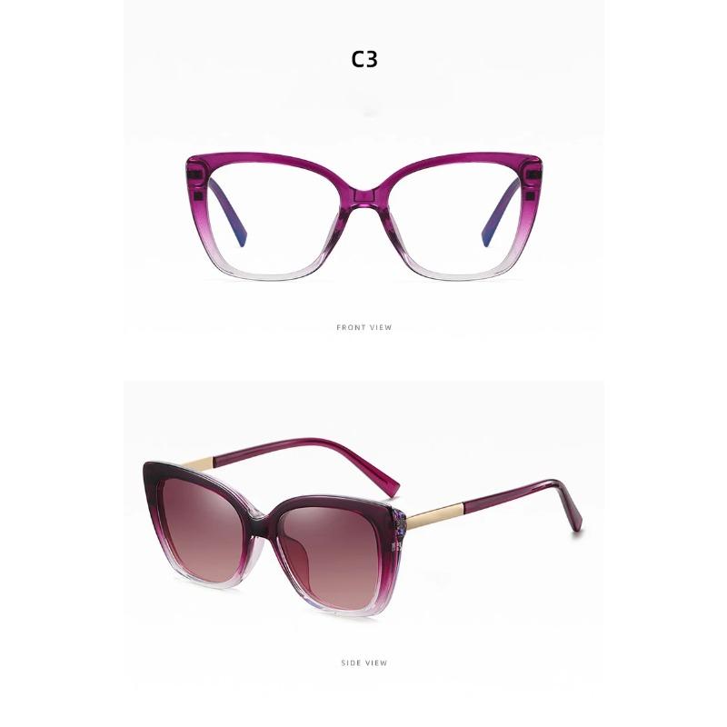 Fashion Women Clip On Glasses Cateye Sunglasses Brand Designer Vintage Eyeglasses Female Anti Blue Light Glasses Gafas
