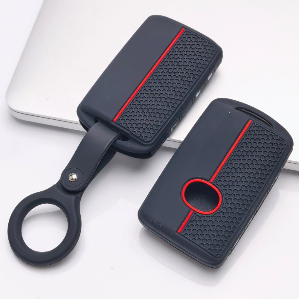 Silicone Key Fob Cover Compatible with Mazda 3 6 CX3 CX5 CX9 MX5 Miata Smart Key with 3 Buttons Lock Unlock and Hold Panic Function Soft Protective