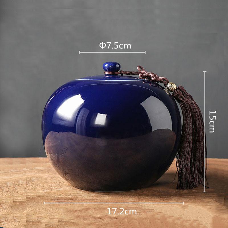 Ceramic Tea Pot Round Storage Airtight Container Chinese Vintage Bottle General Can Caddy Organizer