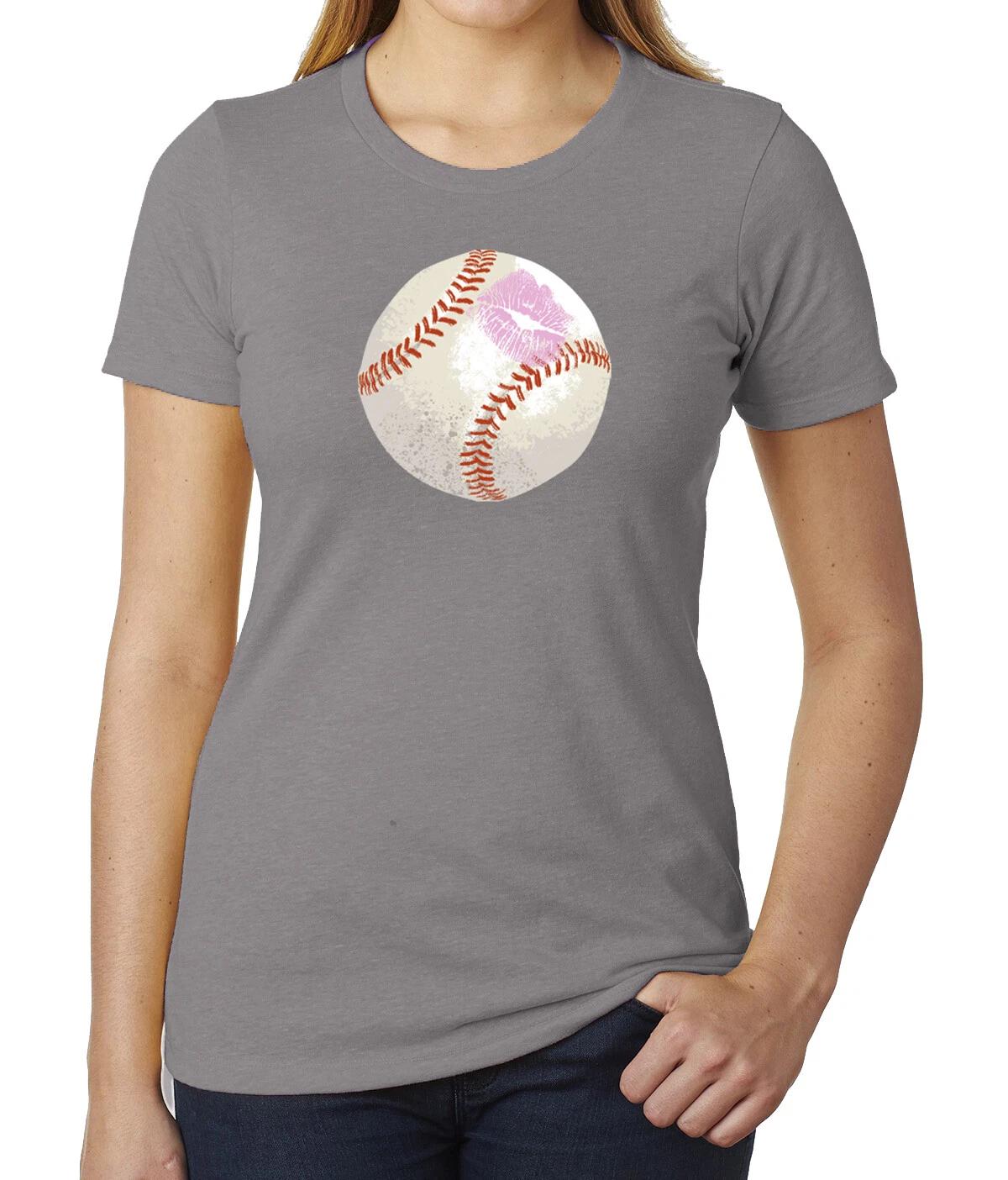 Kiss Lips Baseball T-Shirt, Cute Baseball Tees, Woman s Graphic Shirts 3XL