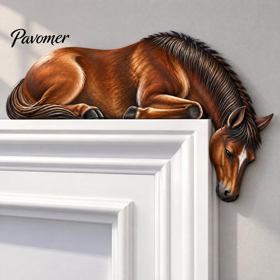 Collectible Dragon Figurine Sleeping Door Topper, Medieval Fantasy Wall Decor for Doorway, Rustic Home Accessories Corner Decor, No Drill