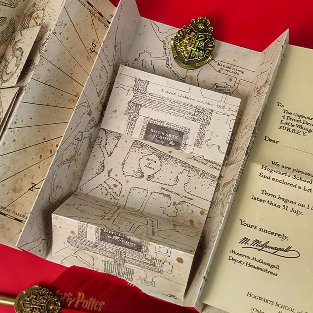Harry Potter Genuine Marauder's Map Foldable Hogwarts Wizard Map Cosplay Prop for Halloween Costume Party Role Play Gifts Toys