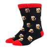 1 Pair Men's Fun Hip Hop Skateboard Beer Happy Art Print Mid Socks, EU38-46