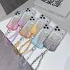 New Fashion Dropped Diamond Shining Phone Case with Love Tassel for iPhone 17pro Max TPU Phone Case