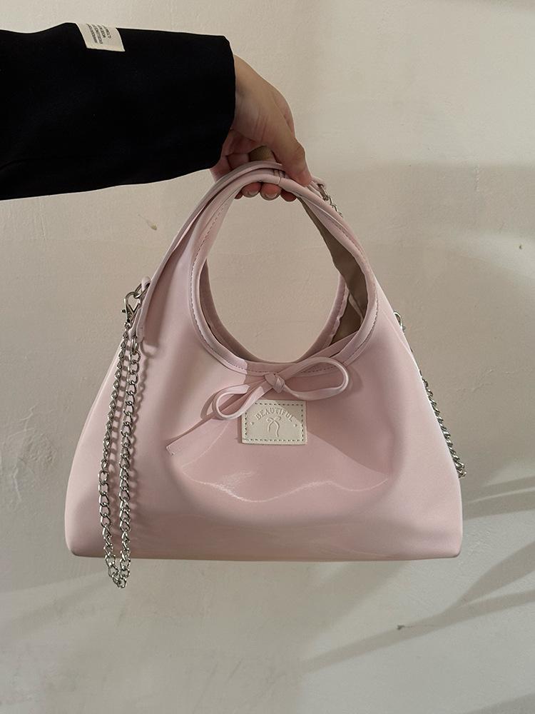 

Новая нежная и милая сумка-бант, корейская простая повседневная на плечо, сумка-мессенджер, нишевая универсальная сумка на цепочке розовый