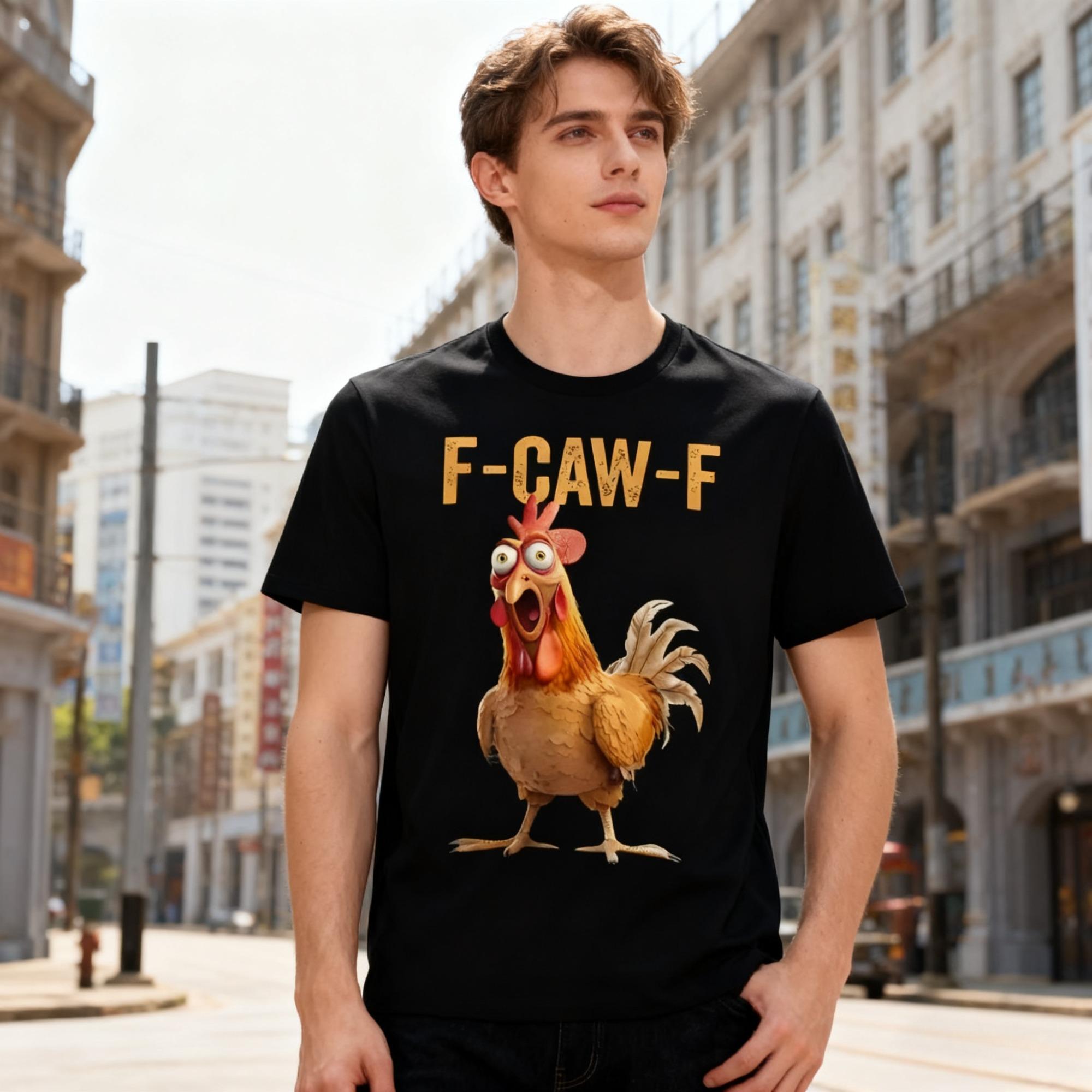 

Vintage F-CAW-F Chicken Meme T Shirt Funny Animal Print Casual Streetwear Unisex Tee - Men s Summer Cotton Graphic Tee S разноцветный