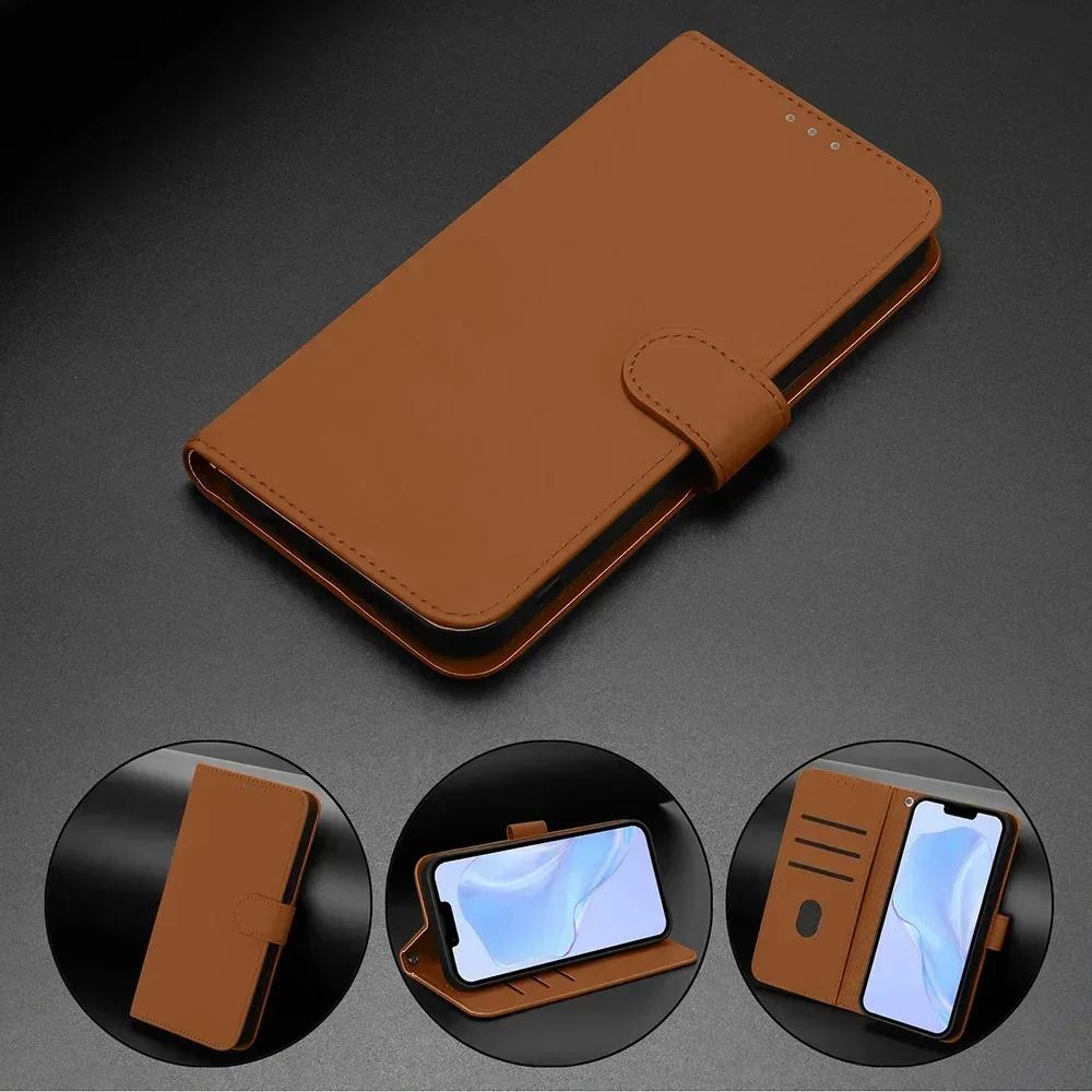 Solid Color Wallet Case for OPPO Find X7 Ultra X6 Pro X5 Lite A17 A18 A36 A38 A58 A78 A79 A96 A98 Card Holder Strap Phone Cover