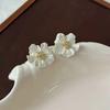 French gentle zircon flower light luxury and fashionable style earrings, Zinc Alloy needle, elegant and high-end for women