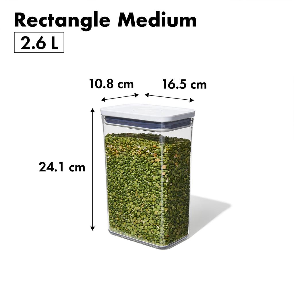 OXO Plastic Airtight Storage Medium Container, 2.6L, Rectangle,