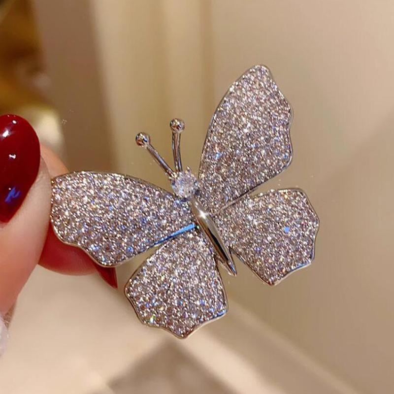Fashion Rhinestone Butterfly Brooches Pins For Women Clothing Coat Weddings Jewelry Party Accessries Gifts