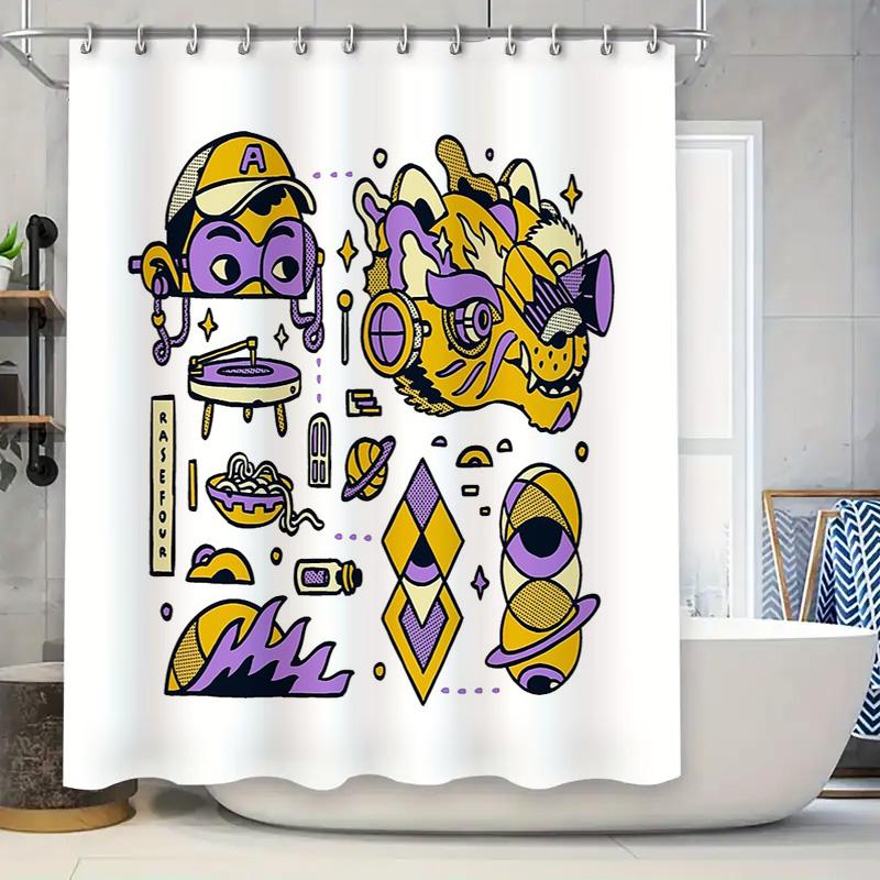 

Cute Cat Astronaut Space Galaxy Shower Curtain Set Waterproof Bathroom Decor Home W60H190(CM)-1 Pcs
