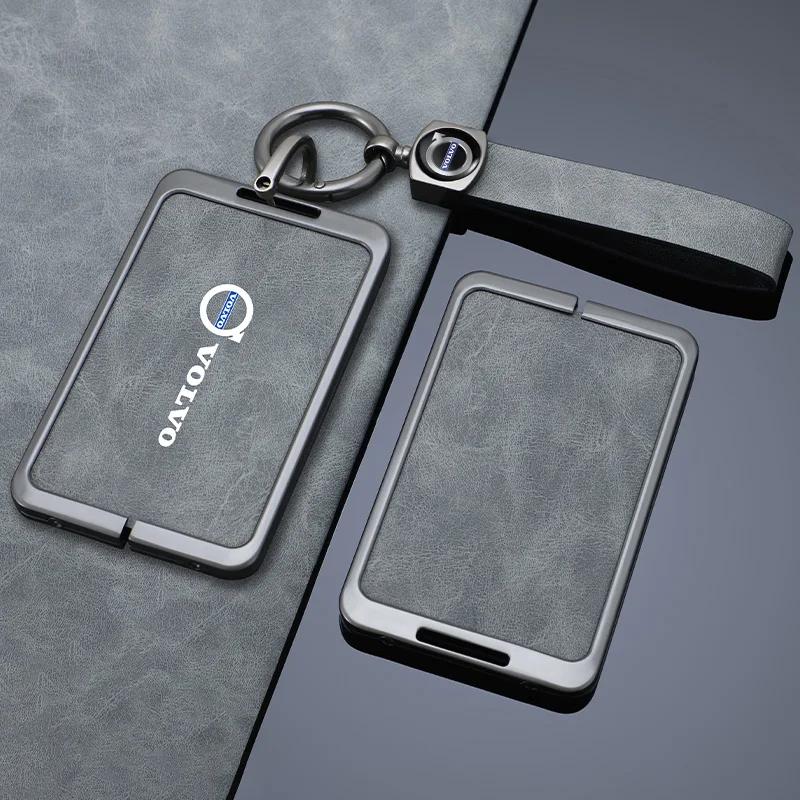 Hub Caps Car Leather Smart NFC Card Key Case Cover Shell Holder Keychain Bag For Volvo EM90 EX30 2024 Polestar Key Protection Ac