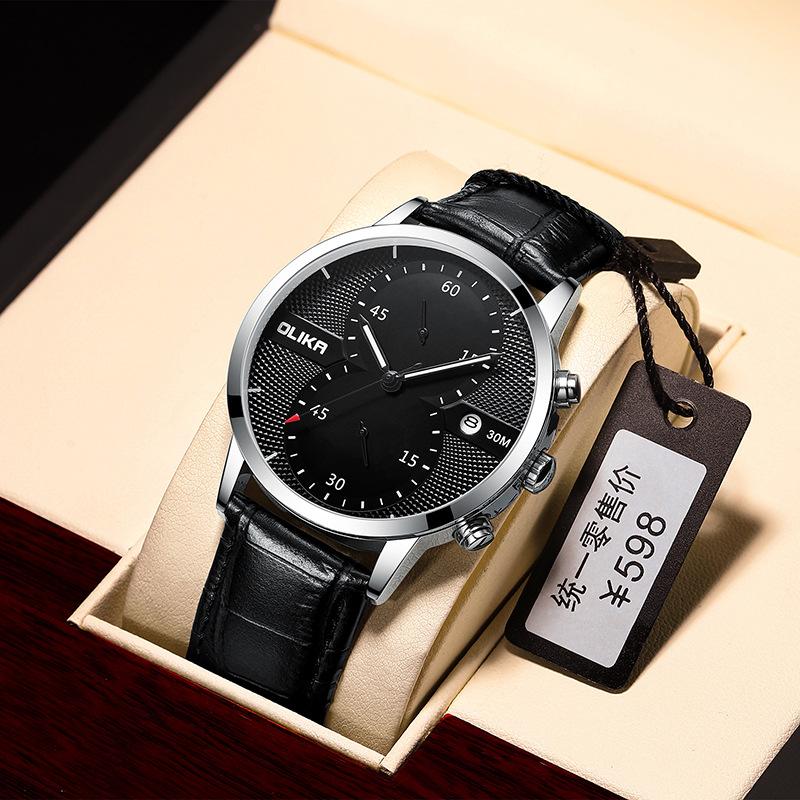 Topmarke Lässige Herrenuhr mit großem Zifferblatt Leuchtend Kalender Multifunktionale Quarzuhr Chronograph Wasserdichte Herrenuhr