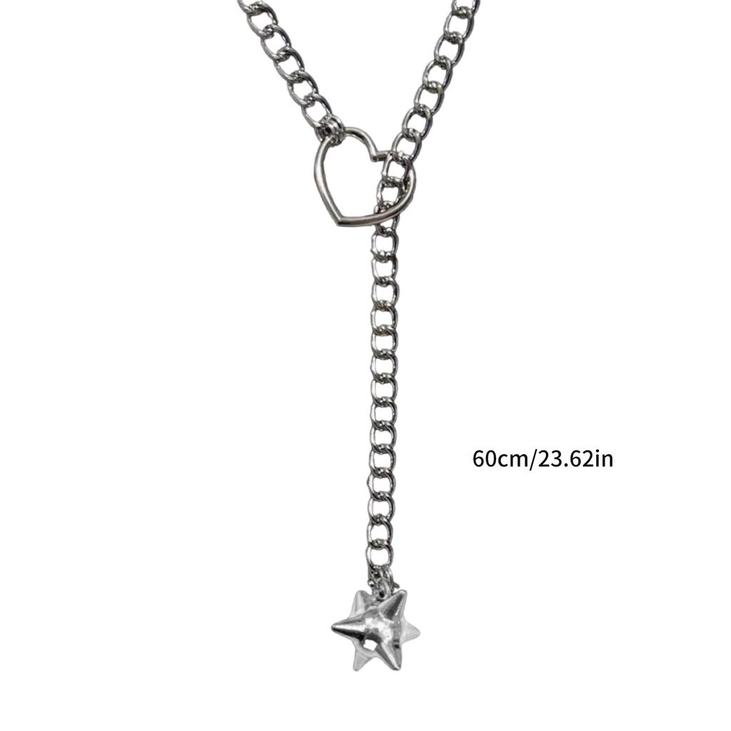 Fashionable Heart Pendant Choker Necklace Portable Accessory for Women Adjustable Cuban Chain in Gold and Silver