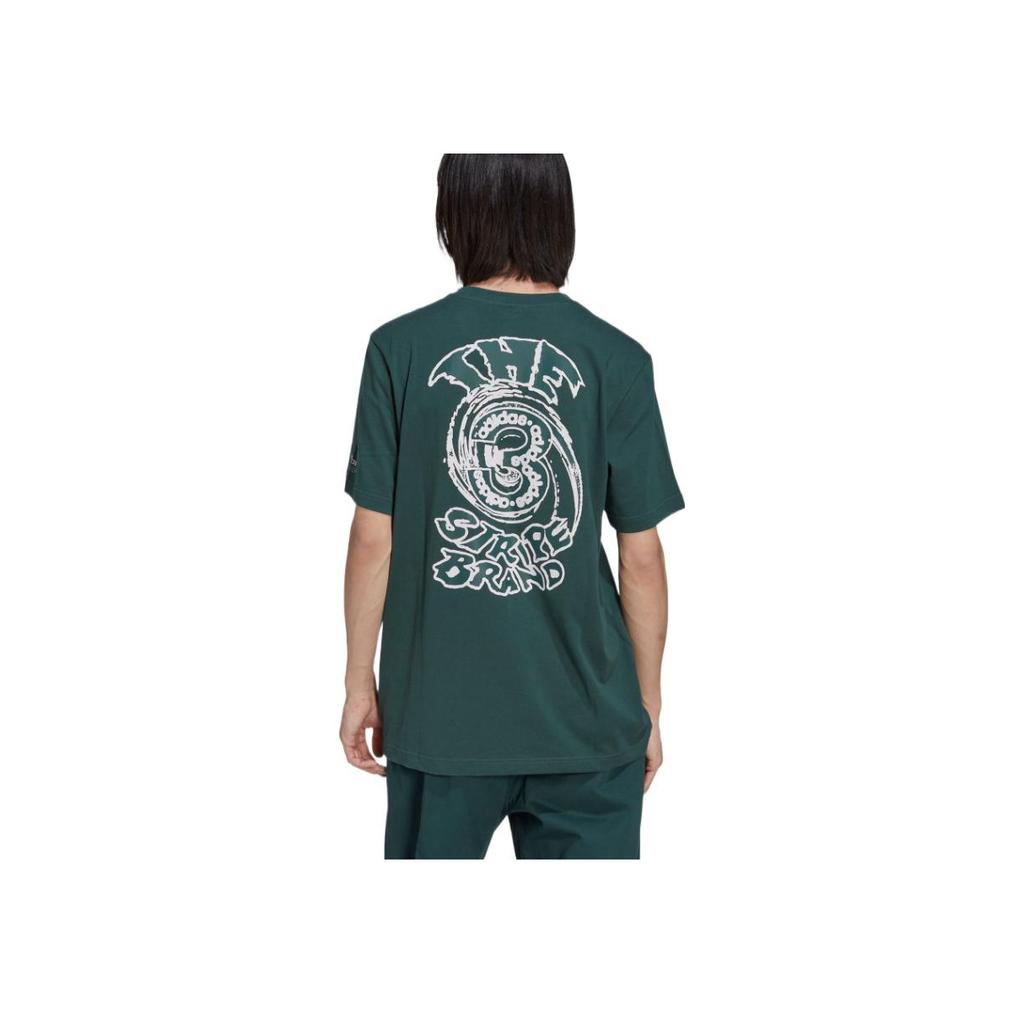 Adidas Originals Trefoil Print Crew Neck Short Sleeve T-Shirt Men Tops Mineral-Green HL9246