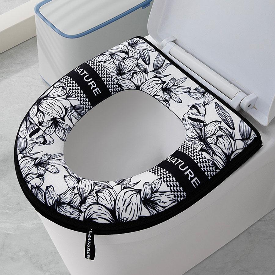 1Pcs Thickened Toilet Seat Zipper Toilet Cover Cartoon Universal Waterproof Toilet Cover Simple Universal Waterproof Toilet Seat PadToilet Heating Pad