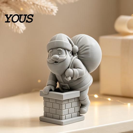 Sturdy PLA Santa Figurine for Collectors 3D Printed Climbing Figurine, Christmas Cute Claus Ornament DIY Craft Holiday with Gift Bag Home Office