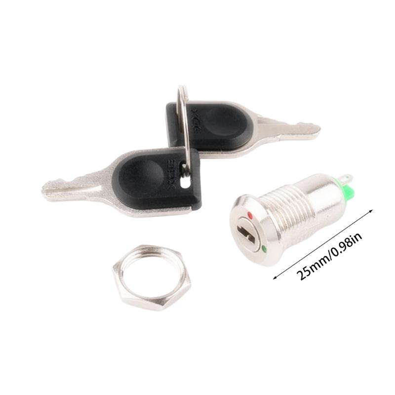Multipurpose Locking Key On/Off Power Button 12mm Panel Cutout 3A 250V Capacity Suitable for Electrical System Equipment