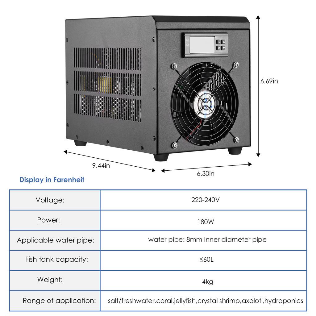 240*160*170mm 180W 60L 10-40℃ Constant Temperature Device Fish Tank Cooler Sustainable Refrigeration Aquarium Water Chiller Heater System