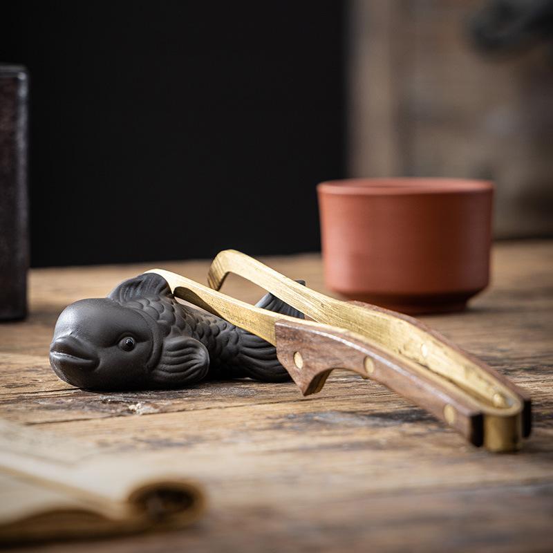 Handmade Purple Clay Fish Tea Pet Nurturable Symbol of Abundance for Gongfu Tea Ceremony Home Desk Decor Collectible Gift
