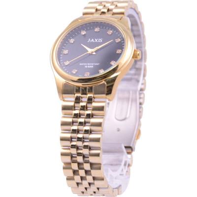 J-AXIS Men's MJG-M35-GBK (Sun Flame) Round Watch Gold Brass Analog