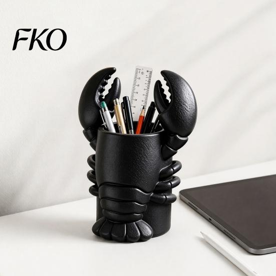 Multifunctional Pen Cup Lobster Holder, Halloween Funny Sea Animal Pencil Stand, Creative Large Diameter Desk Organizer for Brushes Makeup Tools,