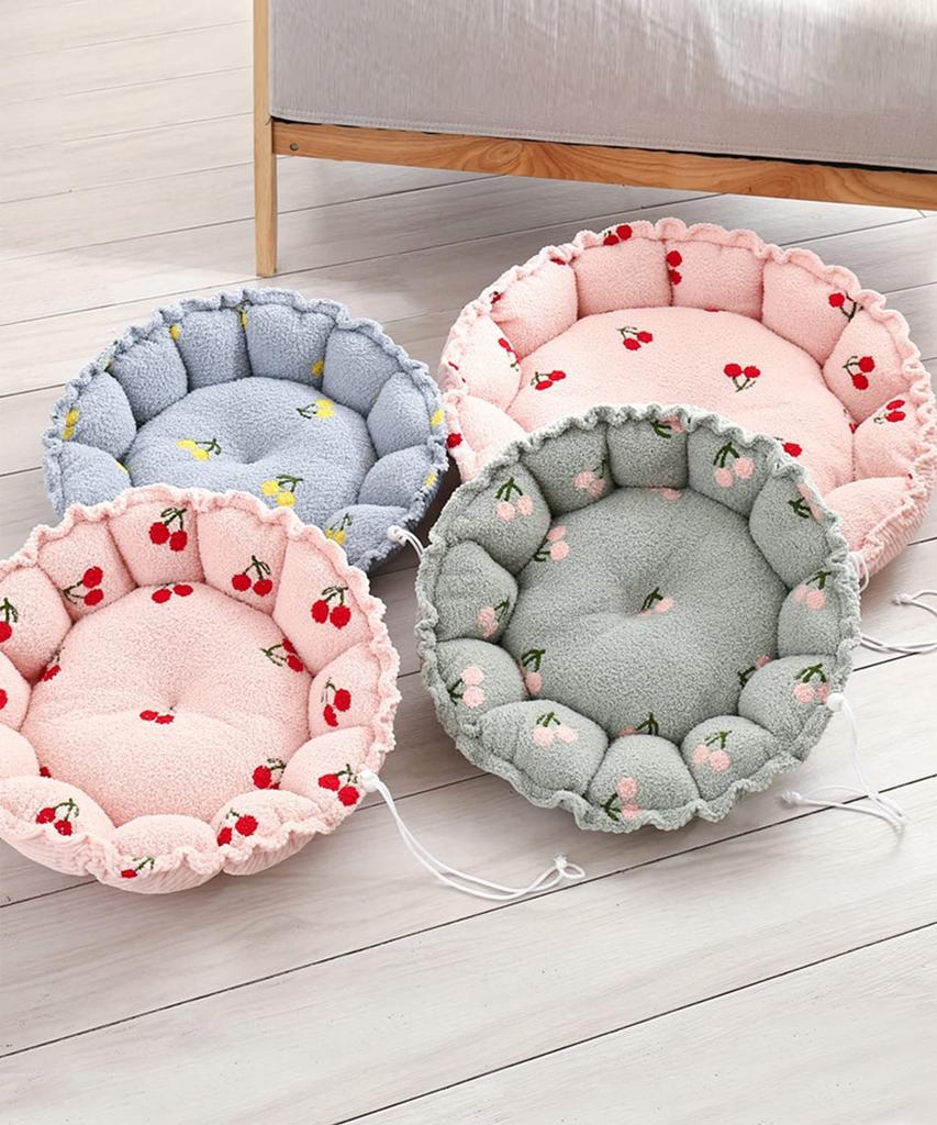 Fluffy Pet Reversible Round Pet Bed for Dogs and Pet Sofa with Cushion Bed, Cats, All-Season (Small, Green)