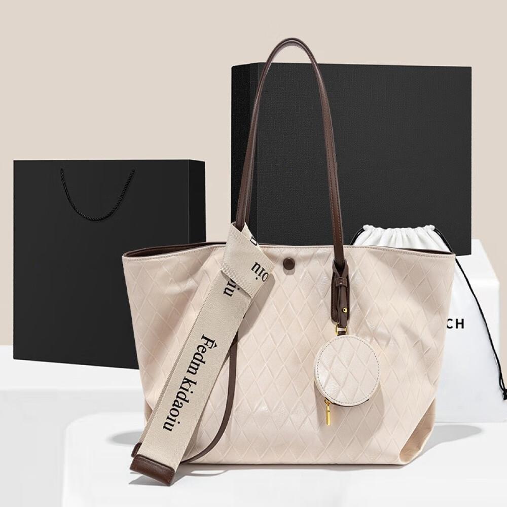 

Сумочка большой вместимости, новинка 2023 года, стереоскопическая ромбовидная сетка для отправки подруге, длина 31 см, ширина 14 см, высота 29 см белый