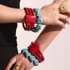 Lake Blue Stone Maitreya Buddha Bracelet - New Chinese Style, Elastic Beaded Design