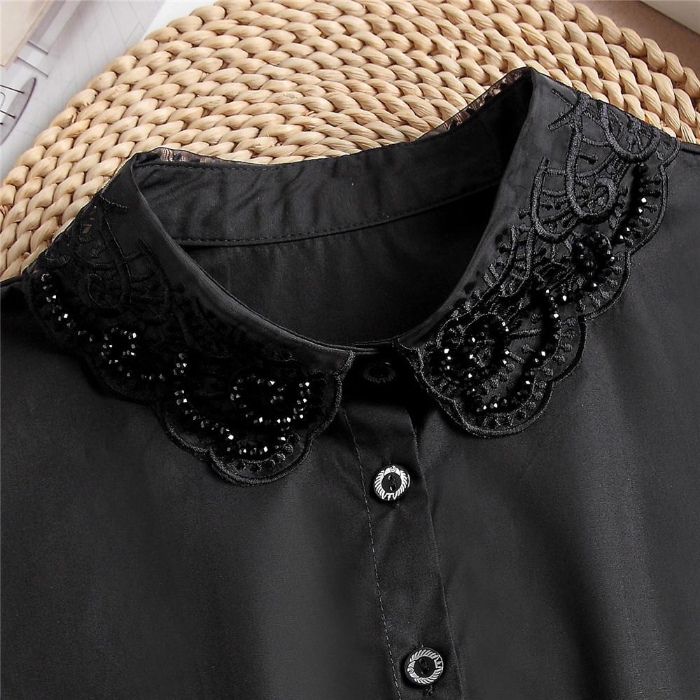 Dekorativer falscher Kragen für Damen im koreanischen Stil aus besticktem Organza für Herbst/Winter