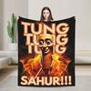 Tung Tung Tung Set Sahur di 6 Coperte Meme Brainrot Morbido Plaid in Peluche per Bambini Sedia Divano Letto Copri Trapunta in Flanella