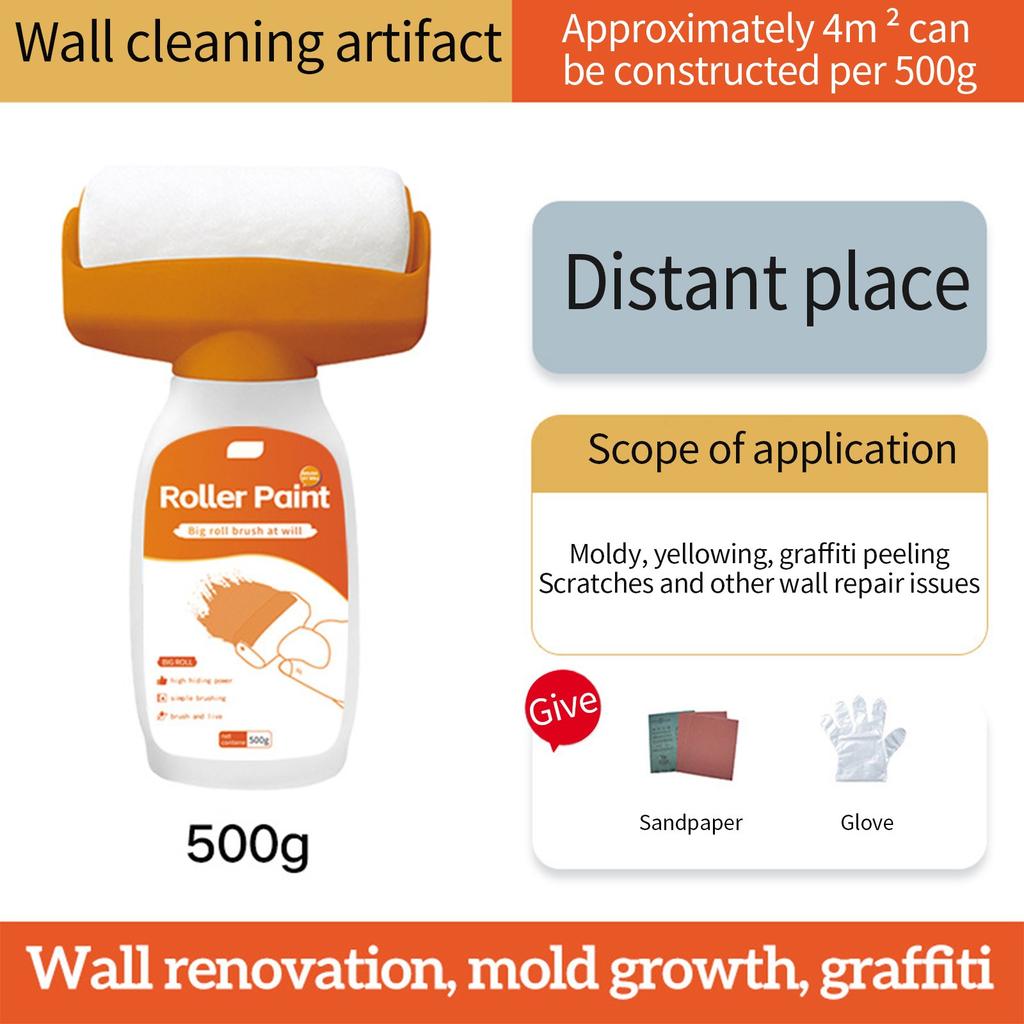 Wall Roller Brush, 2 In 1 Wall Paint White, Wall  Roller Brush With Wall Paste For Kitchen, Bedroom, Living Room And Playroom