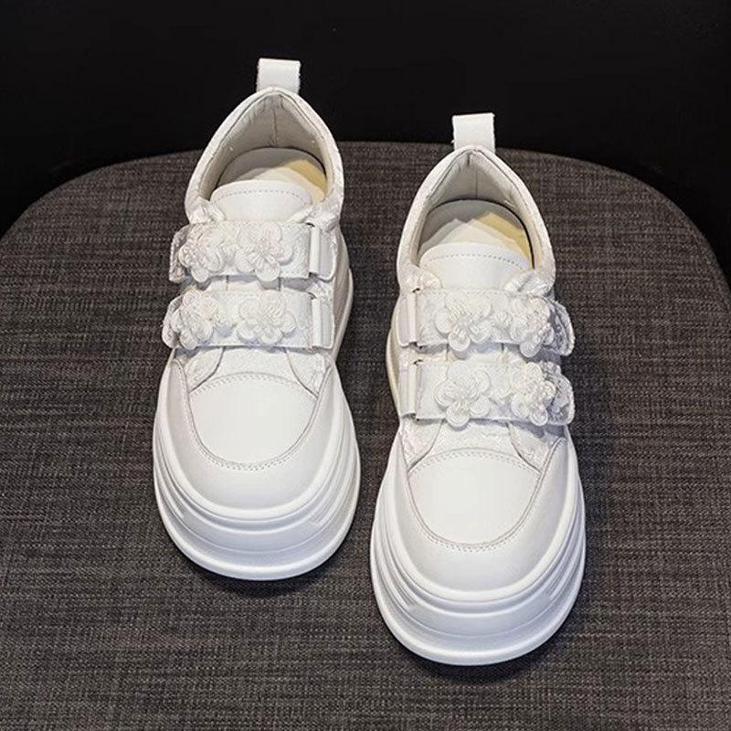 Inner Height Increase Velcro Women's Spring New Casual Single Shoes Muffin Platform Retro New Chinese Style Women's Shoes