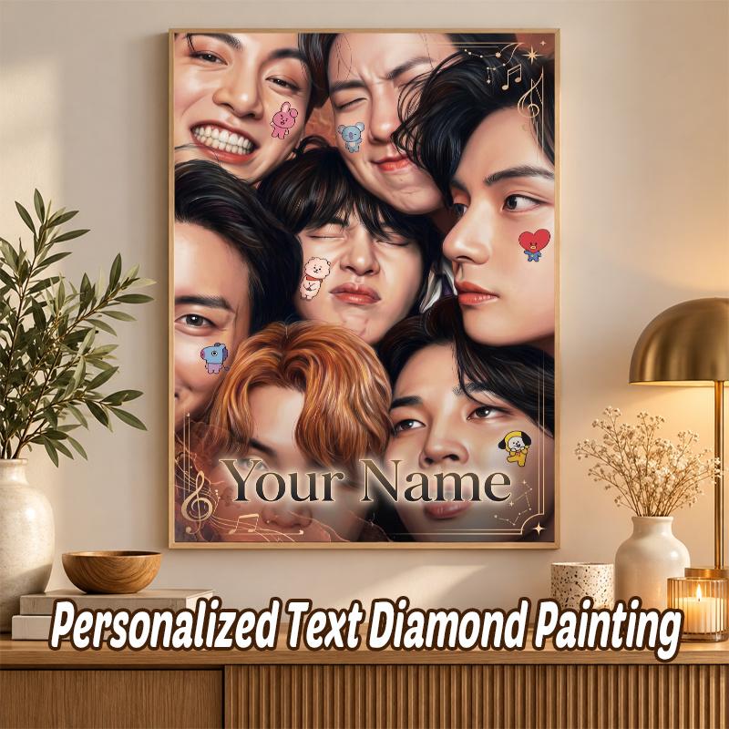 BTS Custom Name Text 5D Diamond Painting Kit DIY Full Drill Diamond Art Decoration
